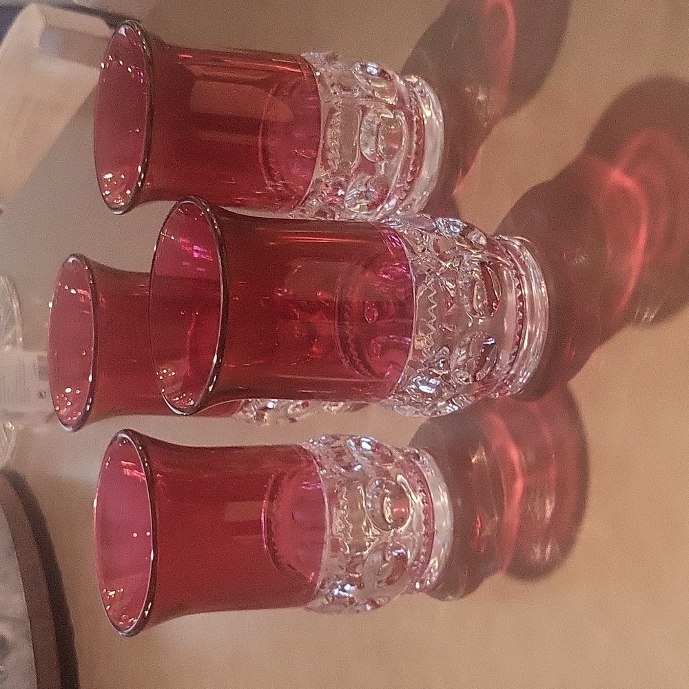 Set of 4 Tiffin-Francisan Kings crown Ruby red glasses